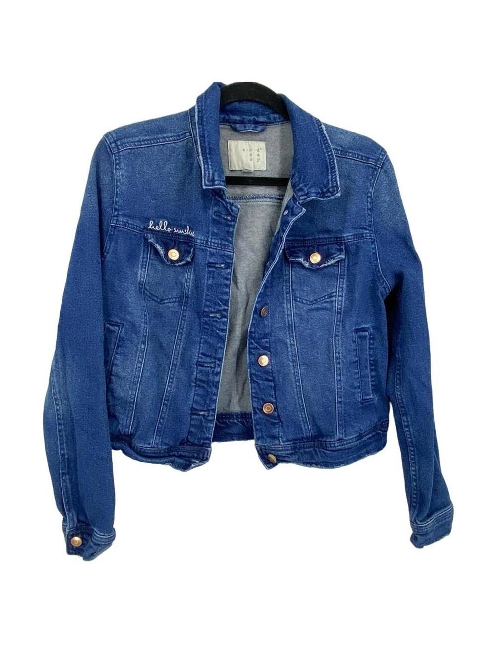 A New Day Women's Distressed Jean Jacket Size Medium Blue Wash